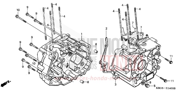 KURBELGEHAEUSE von CB Two Fifty EMINENCE RED METALLIC (R227) von 1999